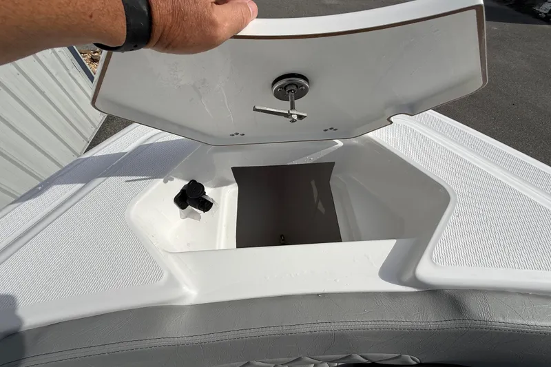 Slide: The Image of Open storage compartment on 2026 Blazer Bay Makaira 2600 boat deck. - 38