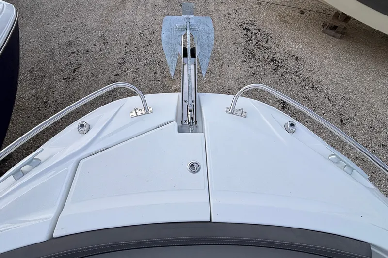 Slide: The Image of Bow view of 2022 Jeanneau Leader 9.0 CC with anchor and railings. - 54