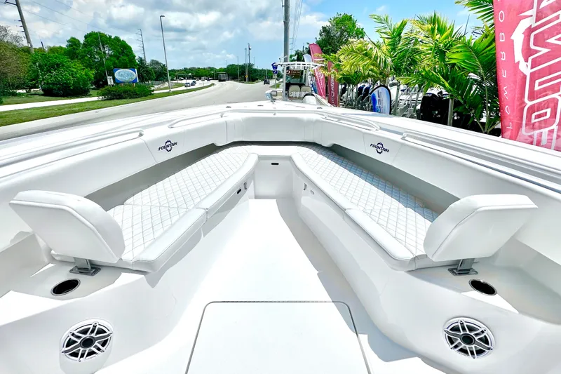 Slide: The Image of 2023 Fountain 38 Center Console boat with spacious seating and modern design. - 13