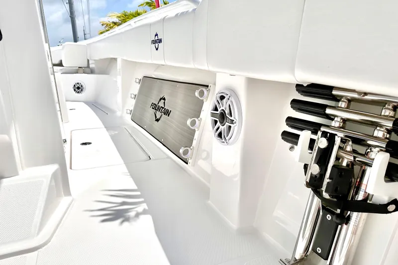Slide: The Image of 2023 Fountain 38 Center Console interior, showcasing sleek design and modern features. - 18