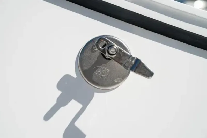 Slide: The Image of Close-up of a latch on a 2024 Front Runner 37 Catamaran. - 79
