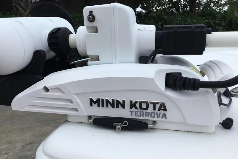 Slide: The Image of Minn Kota Terrova trolling motor on 2020 Yellowfin 24 Bay CE boat. - 5