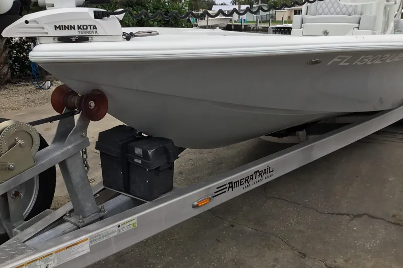 Slide: The Image of 2020 Yellowfin 24 Bay CE boat on AmeraTrail trailer with Minn Kota Terrova motor. - 6