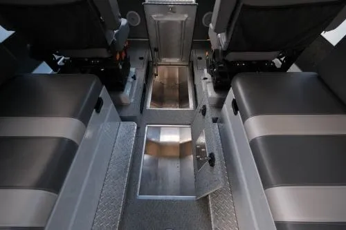 Slide: The Image of 2023 Hewescraft 270 Alaskan ET HT interior with storage compartments and seating. - 23