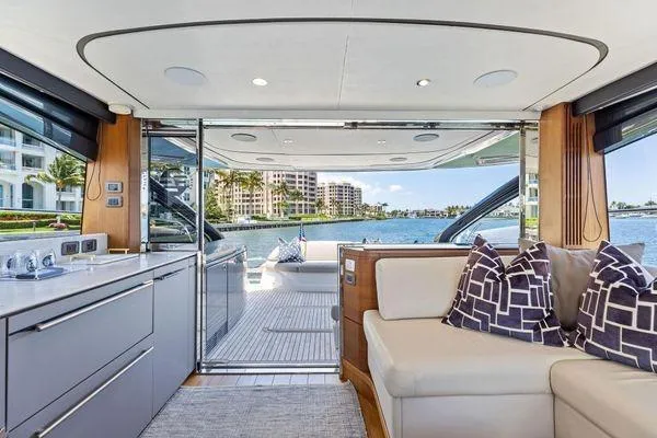 Slide: The Image of Luxurious interior of 2020 Princess V55 yacht with waterfront view and modern amenities. - 23