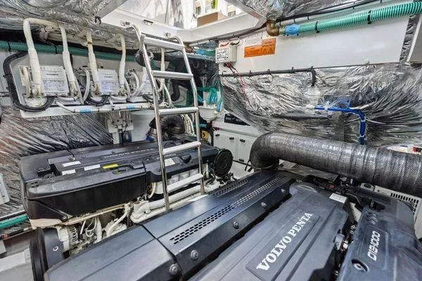 Slide: The Image of Engine room of 2020 Princess V55 yacht with Volvo Penta engines and advanced equipment. - 45