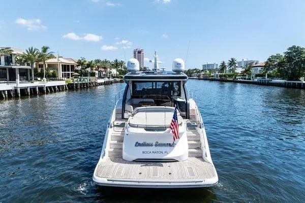 Slide: The Image of 2020 Princess V55 yacht cruising in a scenic waterway, Boca Raton, Florida. - 5