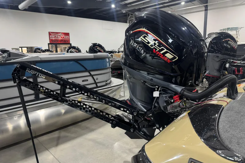 Slide: The Image of 2026 Skeeter FXR20 Apex boat with Yamaha SHO VMAX engine in showroom. - 28