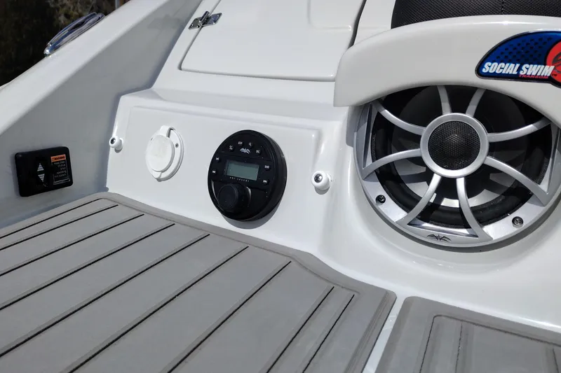 Slide: The Image of 2026 Crownline Eclipse E255 boat audio system and speaker detail. - 30