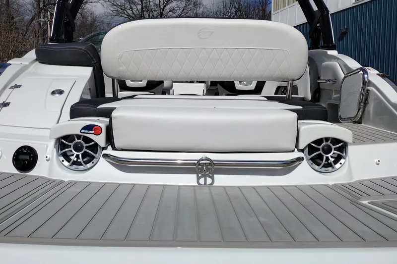 Slide: The Image of 2026 Crownline Eclipse E255 boat with sleek seating and modern design features. - 32