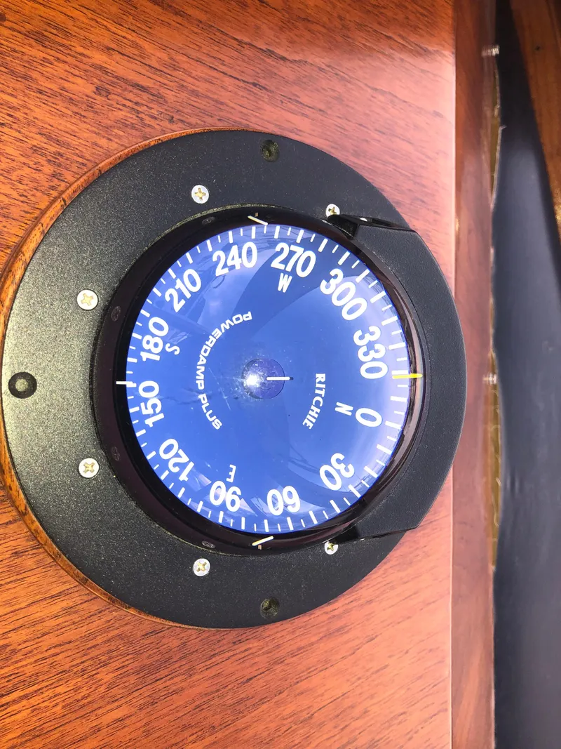 Slide: The Image of Compass on 1985 Ocean Alexander Custom Aft Deck Motoryacht, mounted on wooden panel. - 40