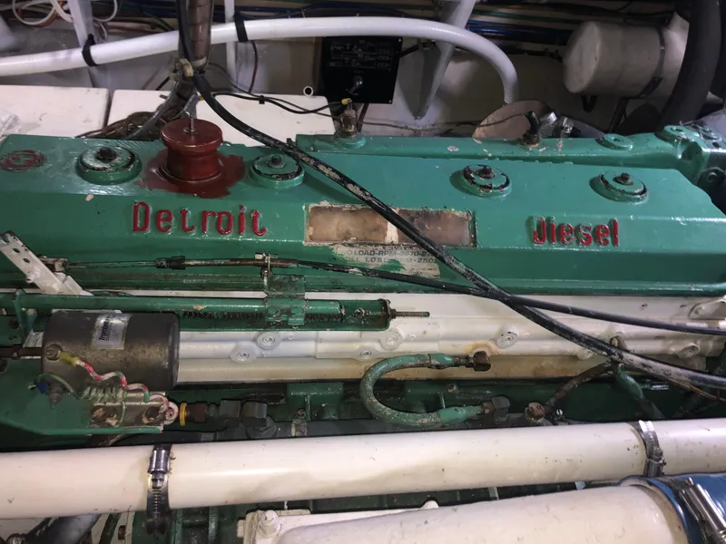 Slide: The Image of Detroit Diesel engine in 1985 Ocean Alexander Custom Aft Deck Motoryacht. - 49
