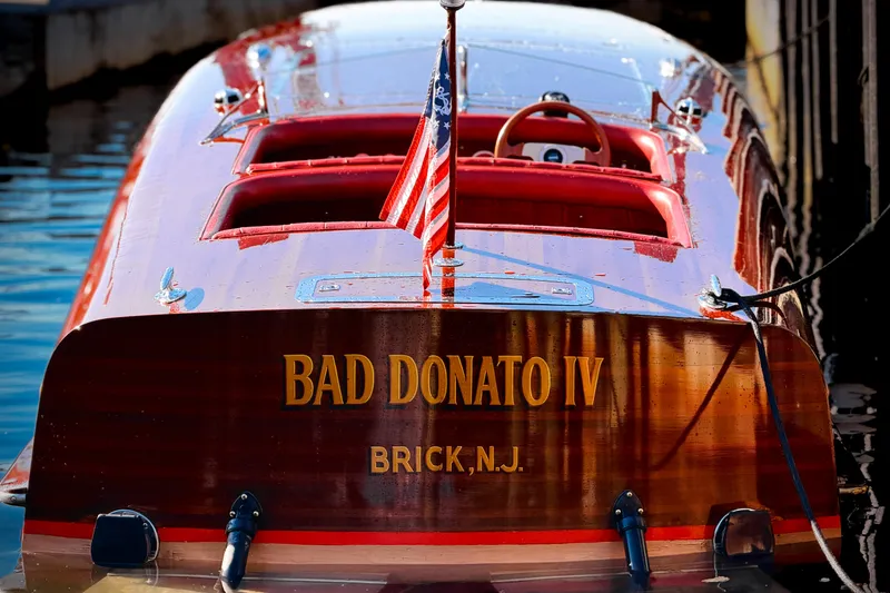 Slide: The Image of Custom 1998 30 Gentleman's Racer boat, "Bad Donato IV," docked in Brick, NJ. - 24