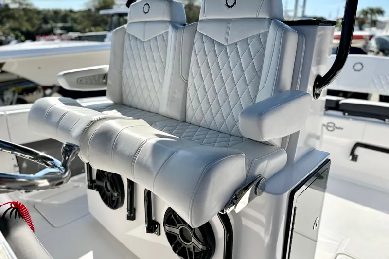 Slide: The Image of 2024 Fountain 34 Tournament Edition boat with luxurious quilted seating and modern design. - 13