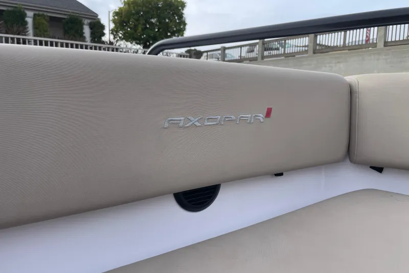 Slide: The Image of Axopar 28 Cabin 2023 seat cushion with logo. - 12