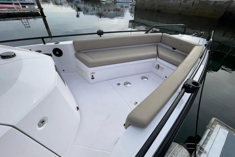 Slide: The Image of 2023 Axopar 28 Aft Cabin with Brabus Trim, featuring spacious seating and sleek design. - 9
