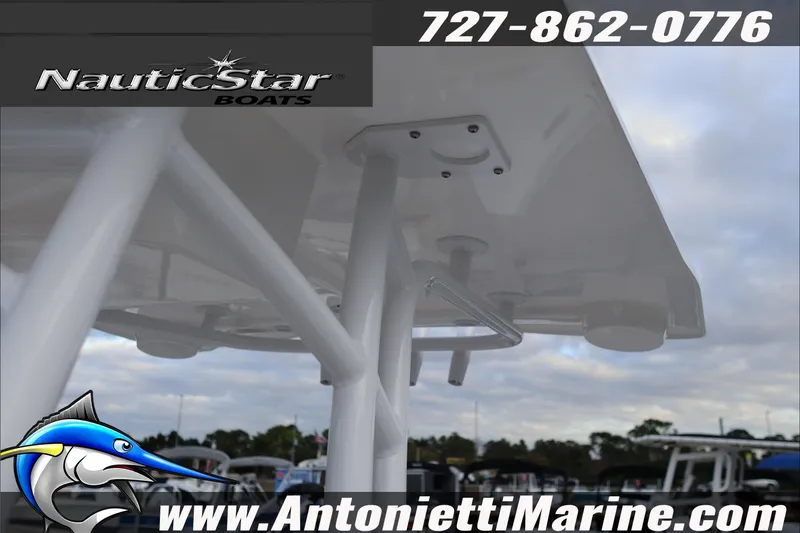 Slide: The Image of 2026 NauticStar 222 Offshore boat detail with contact info and website. - 47