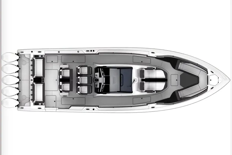 Slide: The Image of Manufacturer Provided Image: Top view of 2026 Fountain 43 SCX boat with sleek design and multiple engines. - 6