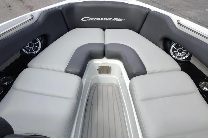 Slide: The Image of Luxurious seating area of the 2026 Crownline 288 SS boat, featuring sleek design and premium materials. - 16