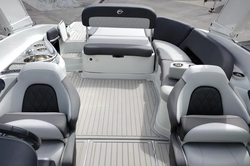 Slide: The Image of 2026 Crownline 288 SS boat interior with luxurious seating and modern design. - 21