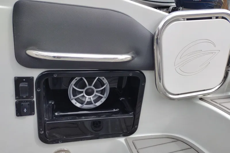 Slide: The Image of 2026 Crownline 288 SS boat speaker and control panel detail. - 36
