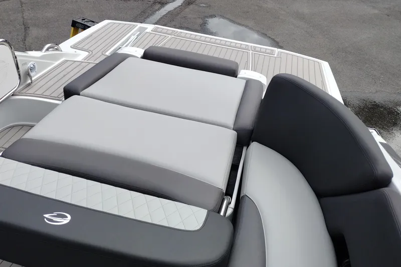 Slide: The Image of 2026 Crownline 288 SS boat with sleek, modern seating and deck design. - 40