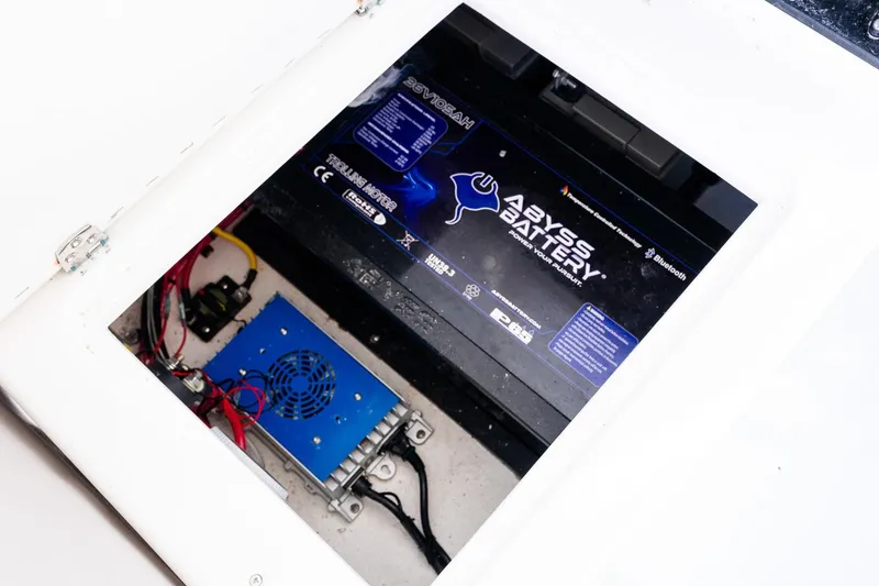 Slide: The Image of Battery compartment of 2024 Steiger Craft 31 Fisherman with Abyss Battery installed. - 21