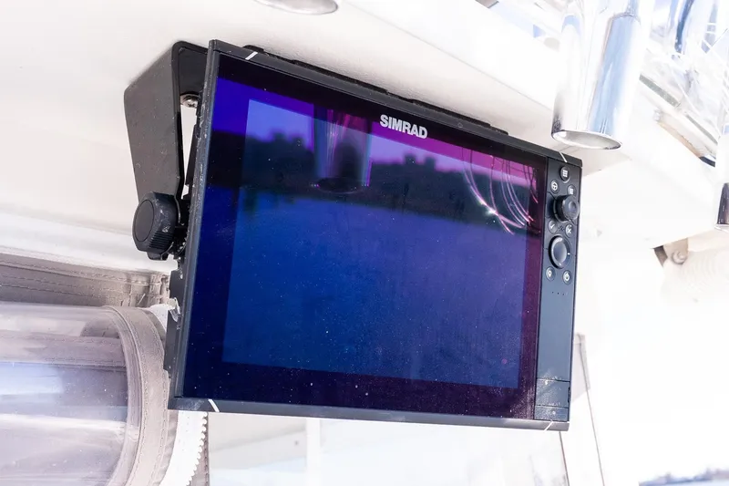 Slide: The Image of Simrad display on 2024 Steiger Craft 31 Fisherman boat dashboard. - 23