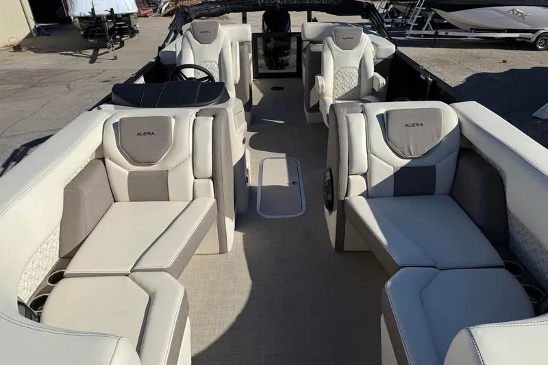 Slide: The Image of Luxurious 2026 Alera MQ23 boat interior with plush seating and modern design. - 13