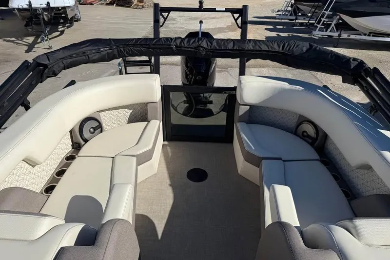 Slide: The Image of Luxurious interior of 2026 Alera MQ23 boat with plush seating and modern design. - 15