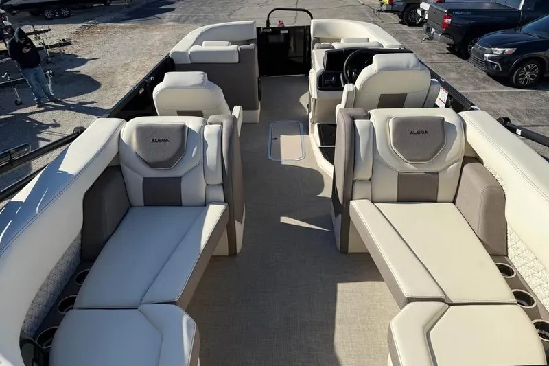 Slide: The Image of Luxurious 2026 Alera MQ23 boat interior with plush seating and modern design. - 9