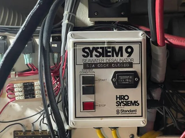 Slide: The Image of Control panel of System 9 seawater desalinator on 1994 DeFever Double Cabin yacht. - 59