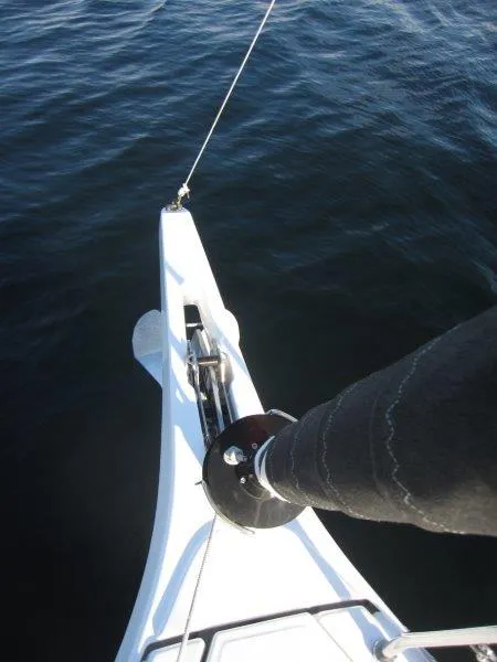 Slide: The Image of Bow of Jeanneau 380 sailboat, 2024 model, on calm water. - 47