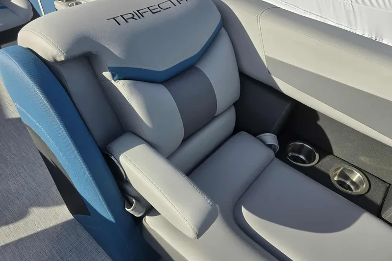 Slide: The Image of Luxurious seating in 2026 Trifecta 24ULCS3 boat with cup holders and premium upholstery. - 10