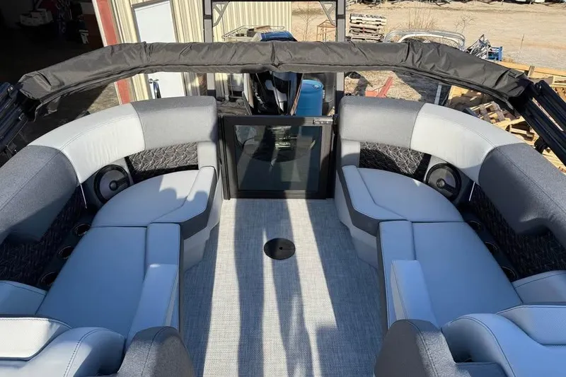 Slide: The Image of Luxurious interior of 2026 Alera M 25Q boat with plush seating and modern design. - 16