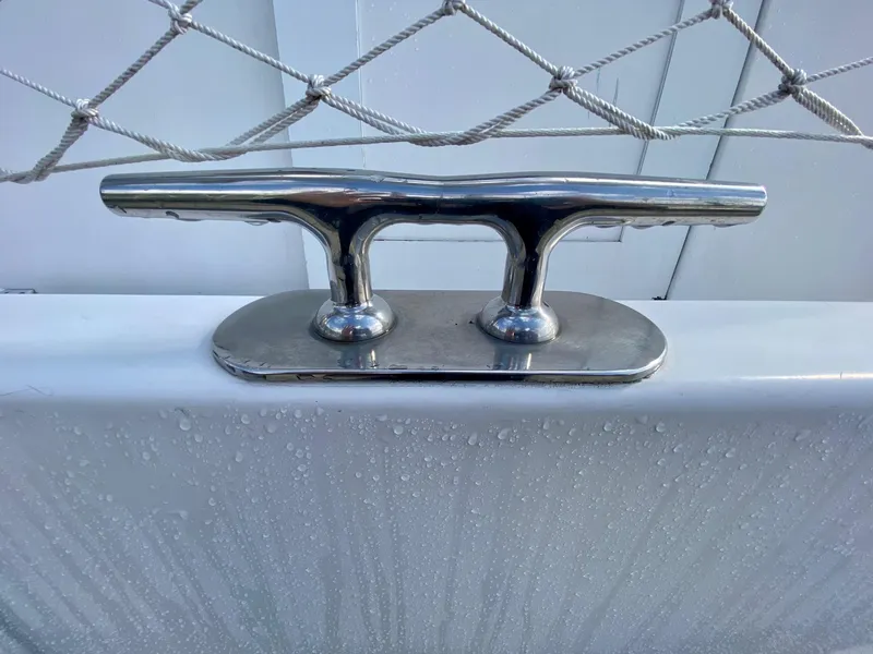 Slide: The Image of Stainless steel cleat on 1999 Ocean Alexander 510 Pilothouse. - 22