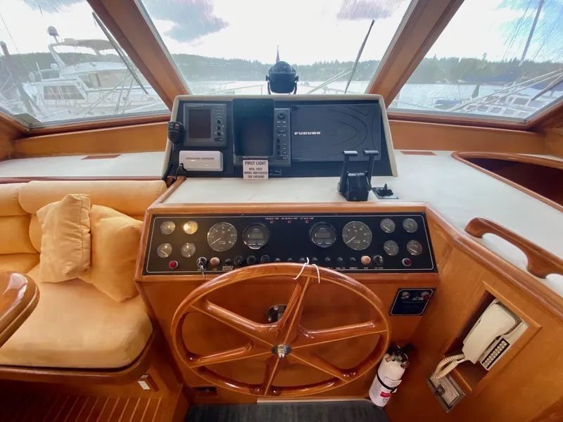 Slide: The Image of 1999 Ocean Alexander 510 Pilothouse helm station. - 41