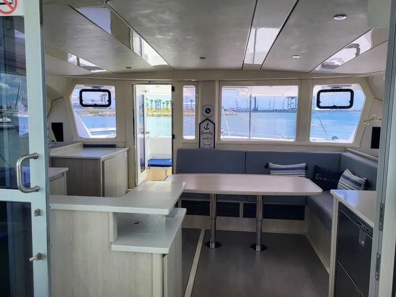 Slide: The Image of Interior of a 2016 Leopard 44 yacht with modern design. - 11