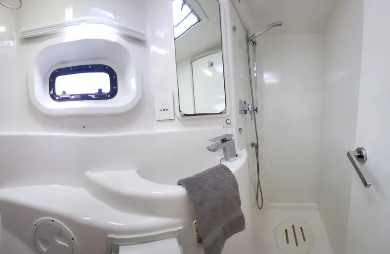 Slide: The Image of Modern bathroom on Leopard 44 yacht, year 2016. - 16
