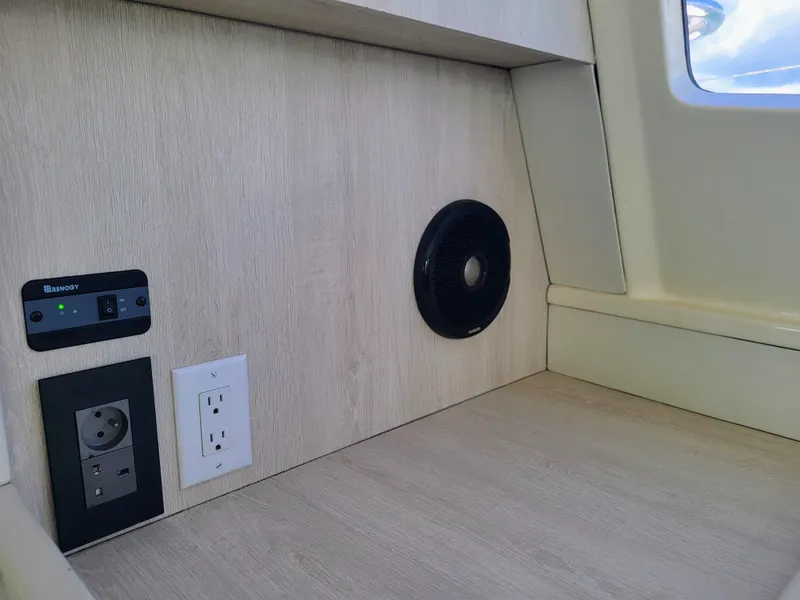 Slide: The Image of Interior of Leopard 44 yacht with outlets and speaker. - 19