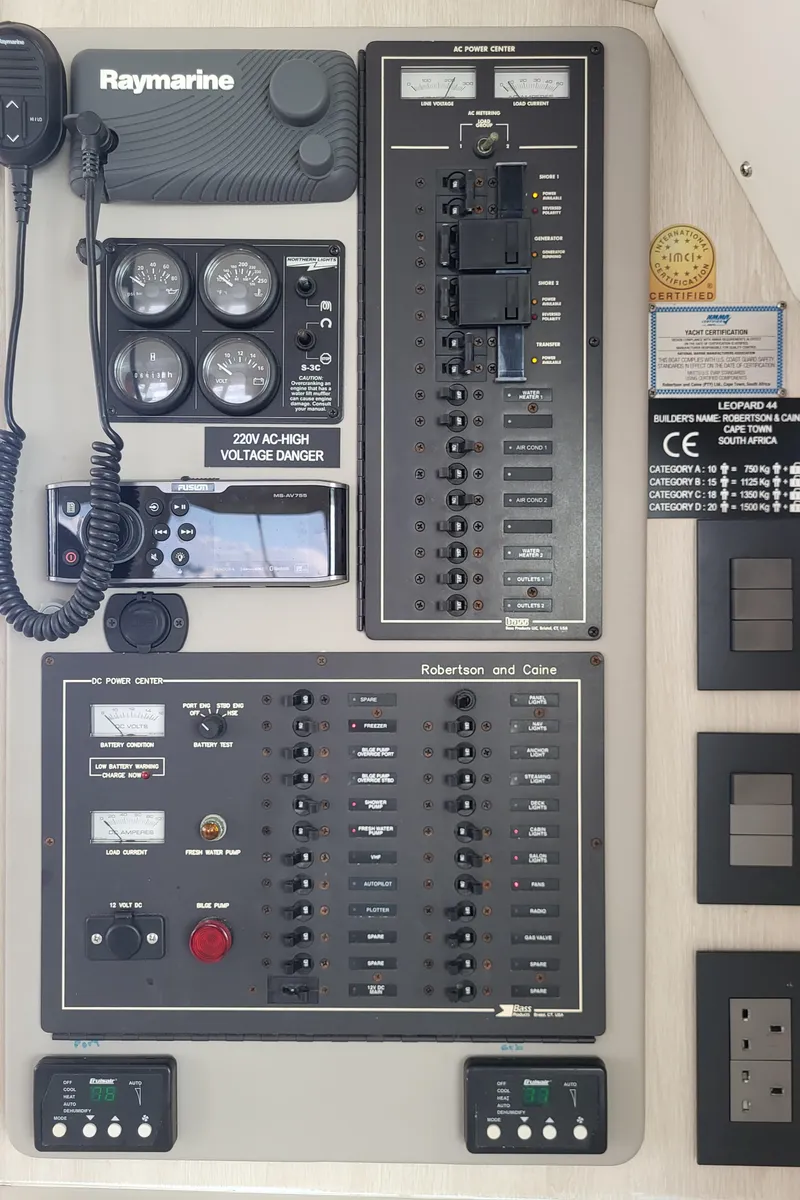 Slide: The Image of Leopard 44 2016 control panel with Raymarine equipment. - 21