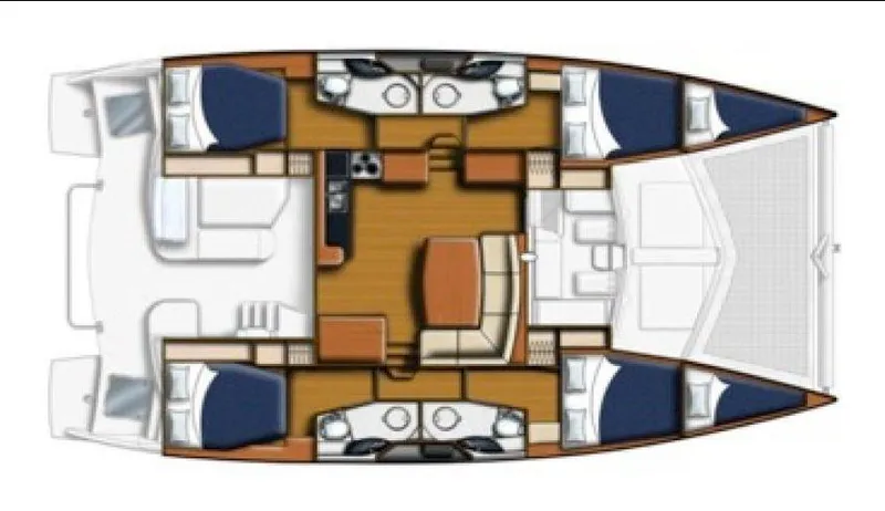 Slide: The Image of 2016 Leopard 44 catamaran layout with four cabins. - 29