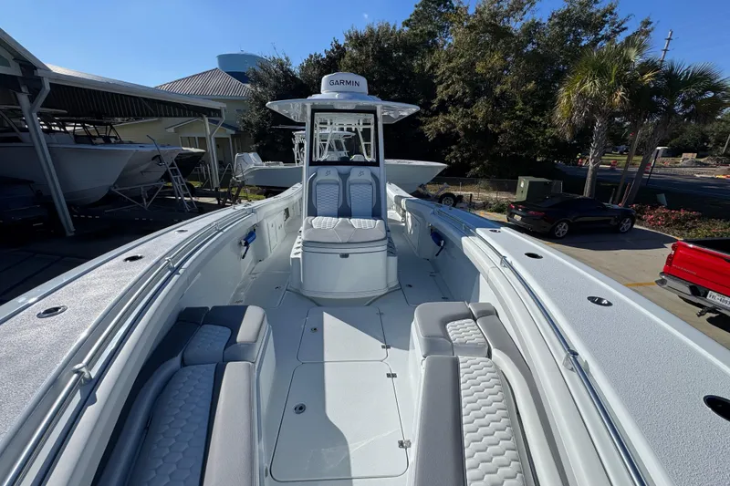 Slide: The Image of 2026 Yellowfin 36 Offshore boat with spacious seating and modern design. - 25