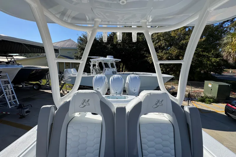 Slide: The Image of 2026 Yellowfin 36 Offshore boat interior with sleek seating and modern design. - 34