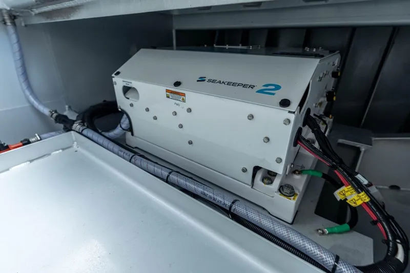 Slide: The Image of Seakeeper 2 stabilizer in Makaira Gen 3 36, 2025 model boat interior. - 15