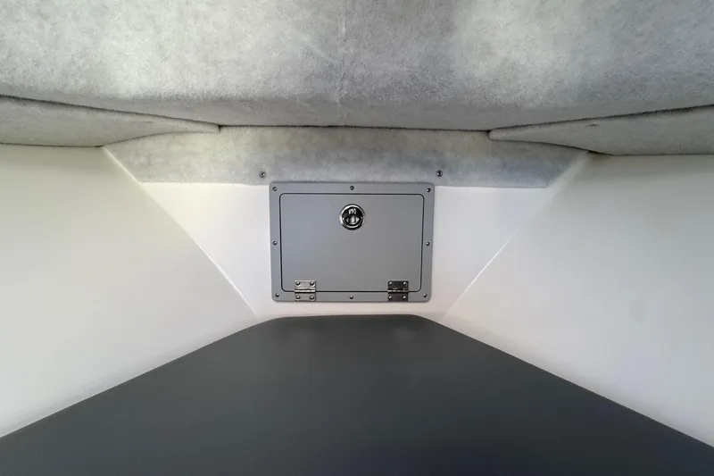 Slide: The Image of Interior cabin of 2026 Defiance Admiral 250 EX boat, featuring a secure storage compartment. - 94