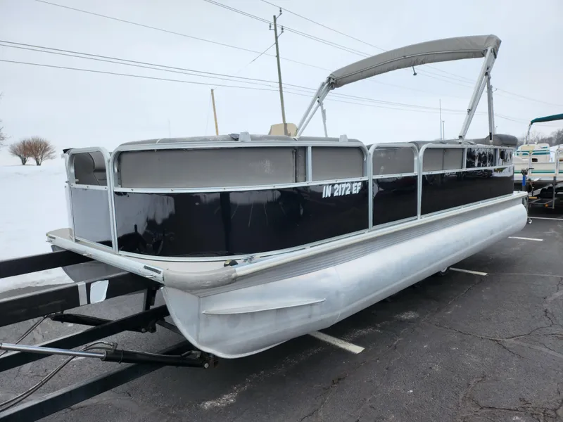 Slide: The Image of 2010 Misty Harbor 2085CR Adventure Cruiser pontoon boat on trailer. - 5