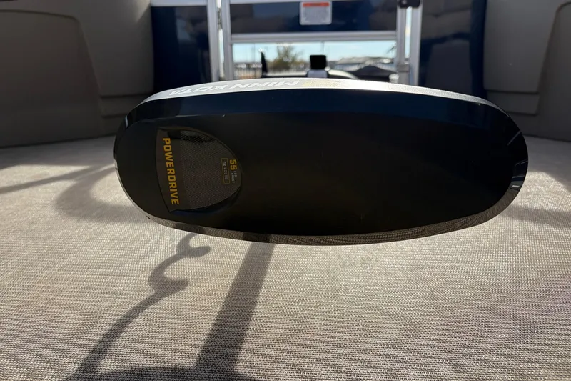 Slide: The Image of 2025 Sun Tracker Bass Buggy 18 DLX with PowerDrive motor, close-up view. - 35