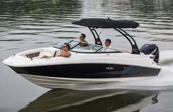 Slide: The Image of Manufacturer Provided Image: 2015 Sea Ray 220 Sundeck Outboard cruising on water with passengers. - 4