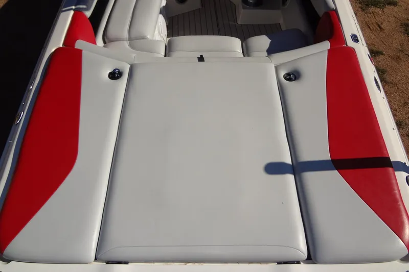 Slide: The Image of 2003 Ski Centurion Tsunami boat interior with red and white upholstery. - 26